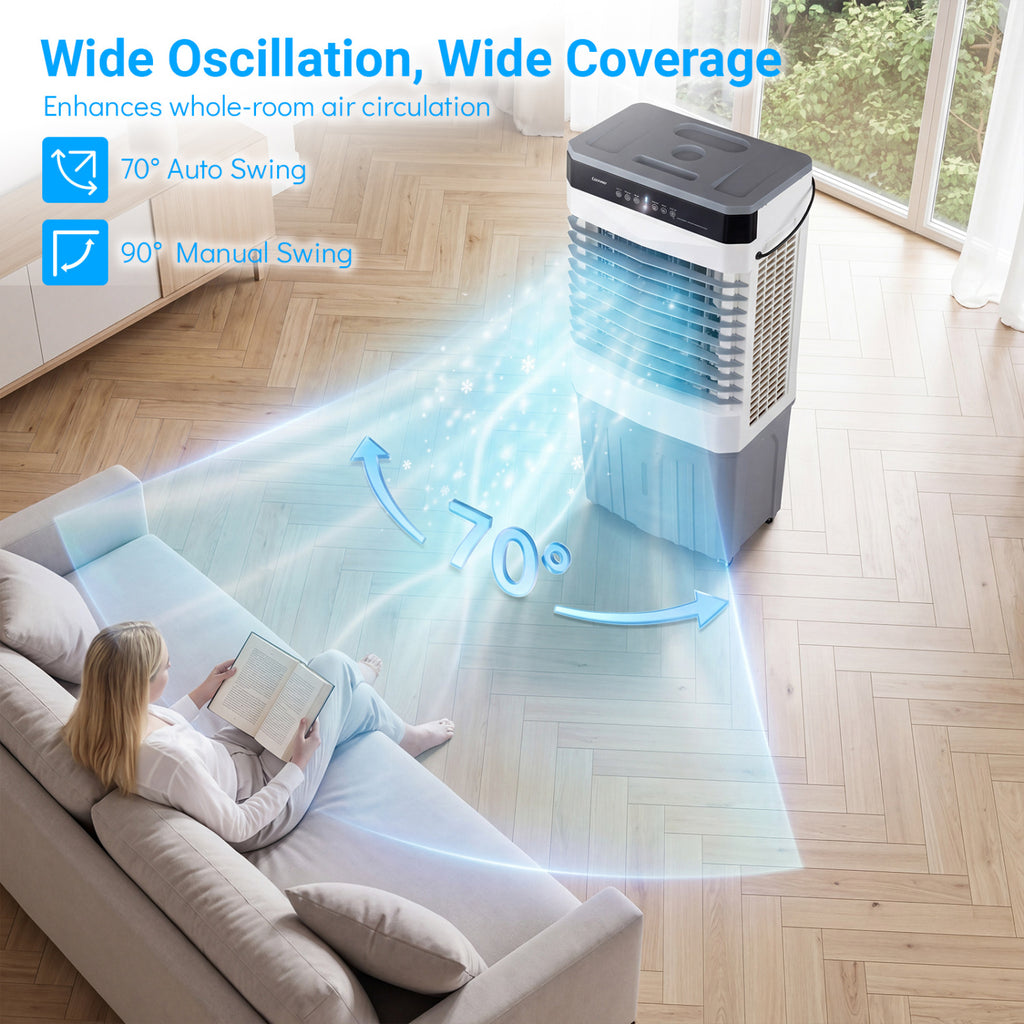 Swamp Cooler 2100 CFM 3-in-1 Evaporative Air Cooler with 7.2 Gal Water Tank-White
