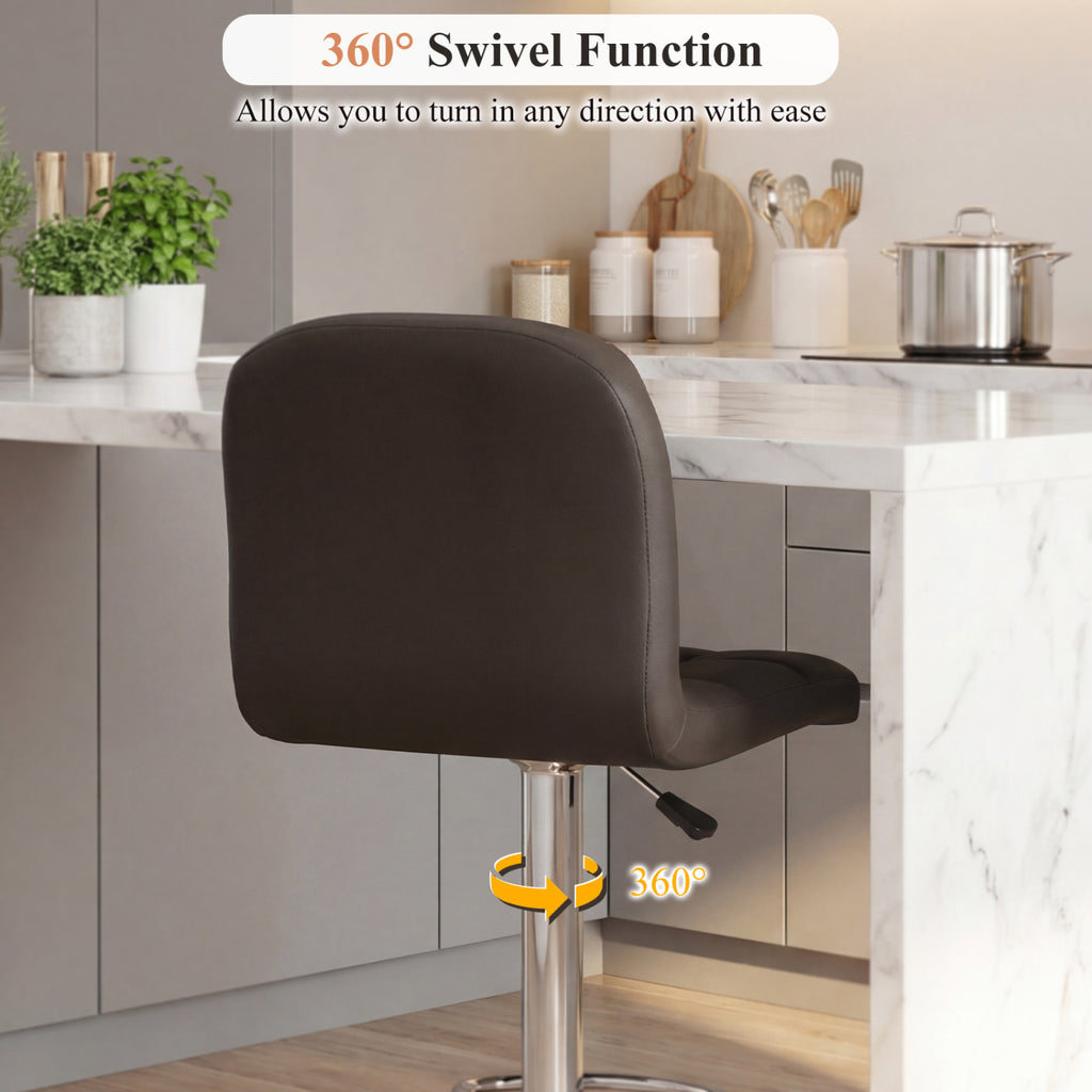 Swivel Bar Stools Set of 2 with Footrests and Metal Base-Brown