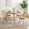 Swivel Windsor Dining Chairs Set of 4 with Solid Rubber Wood Frame-Natural