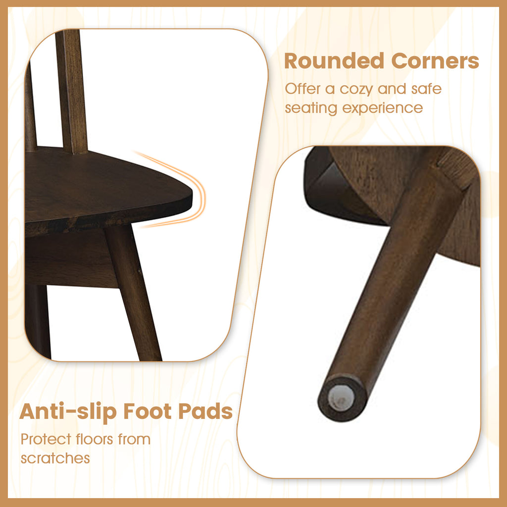 Swivel Windsor Dining Chairs Set of 4 with Solid Rubber Wood Frame-Walnut