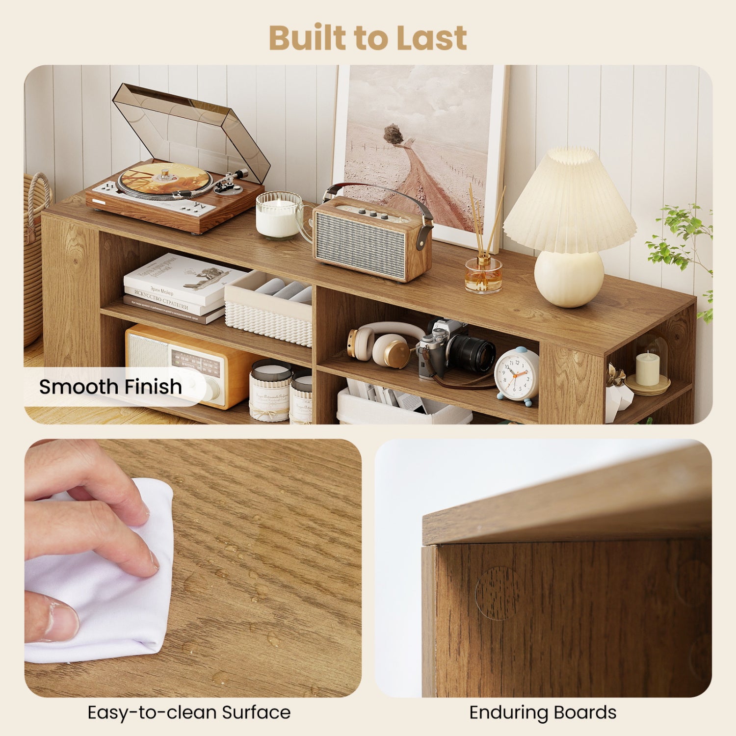 TV Stand Modern Wood Storage Console Entertainment Center-Natural
