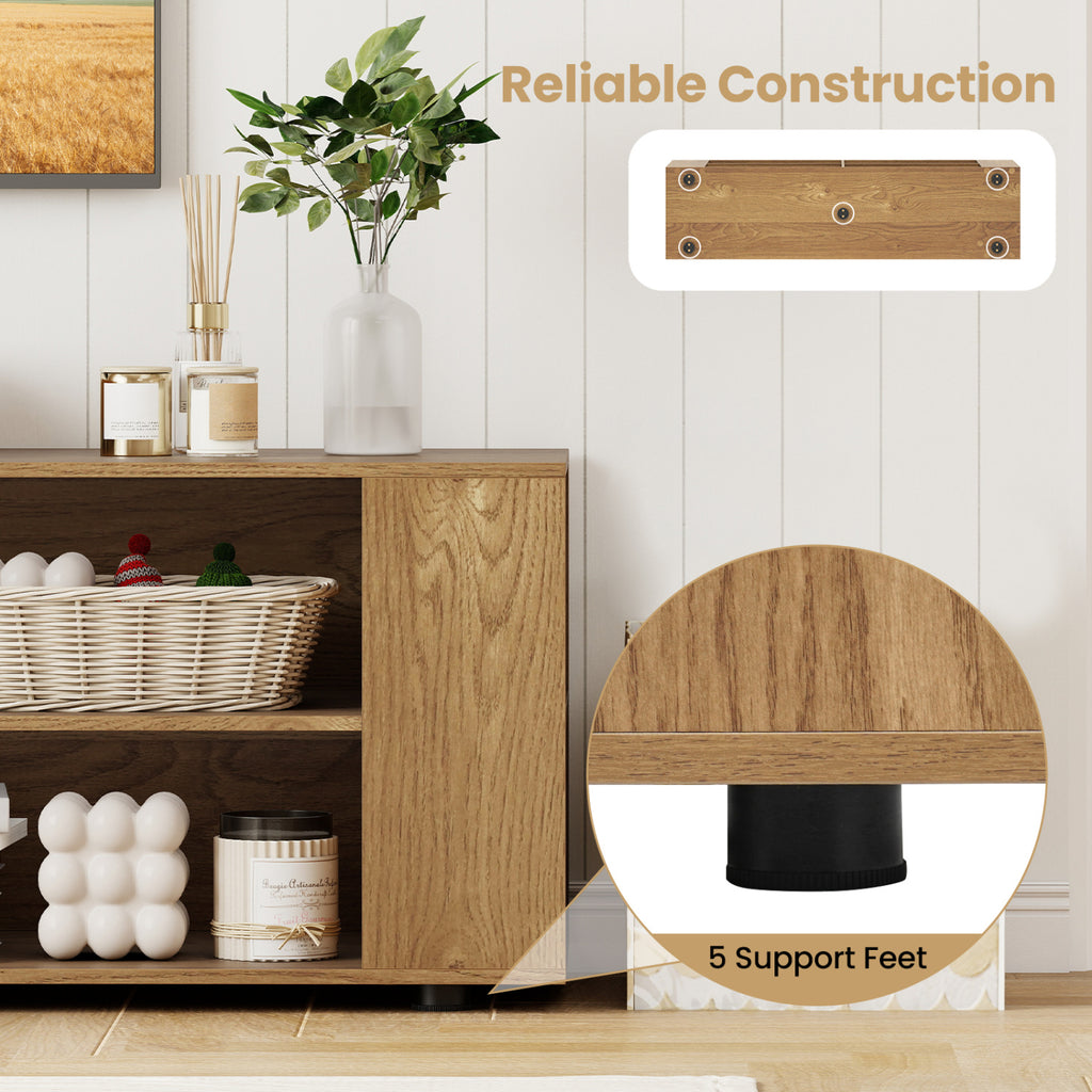 TV Stand Modern Wood Storage Console Entertainment Center-Natural