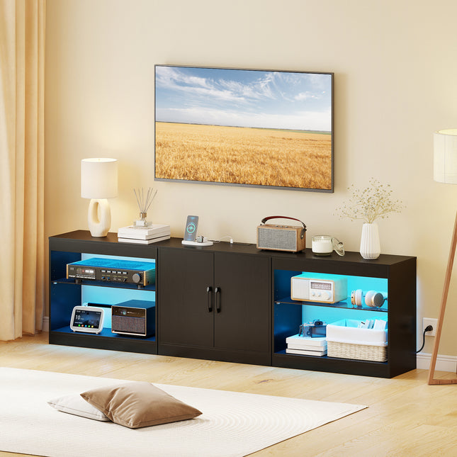 TV Stand for TVs up to 85 Inches LED Entertainment Center with Power Outlets-Black