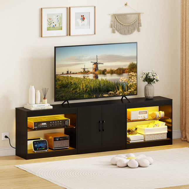 TV Stand for TVs up to 85 Inches LED Entertainment Center with Power Outlets-Black