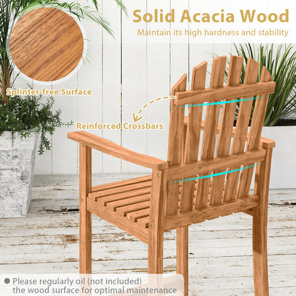 Tall Adirondack Chair with Armrests and Footrest for Deck-Natural