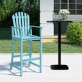 Chaise Adirondack haute avec accoudoirs et repose-pieds pour terrasse – Turquoise