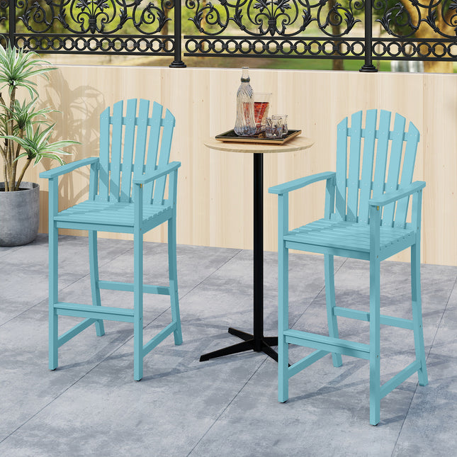 Tall Adirondack Chair with Armrests and Footrest for Deck-Turquoise