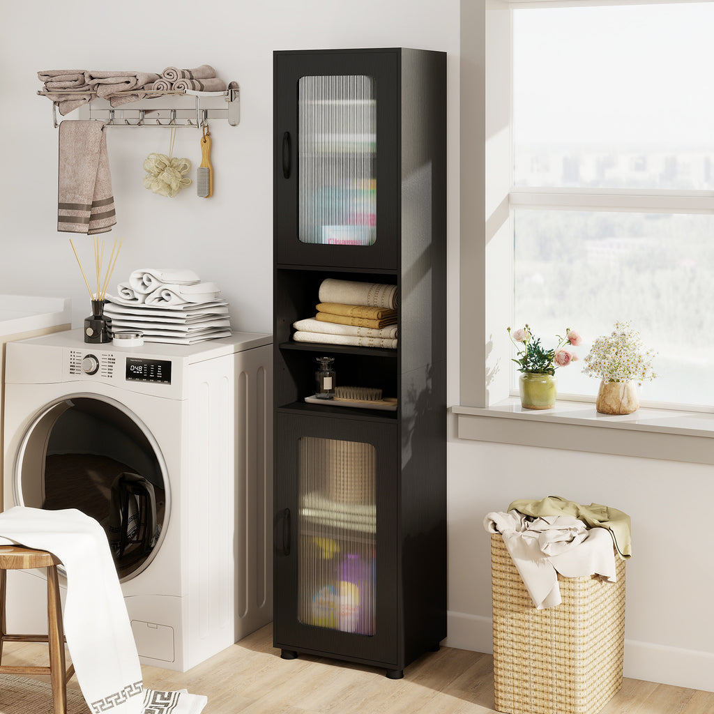 Tall Bathroom Storage Cabinet 67 Inches Freestanding Storage Organizer-Black