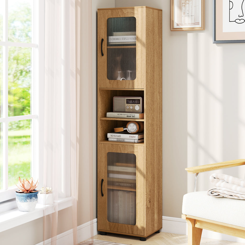 Tall Bathroom Storage Cabinet 67 Inches Freestanding Storage Organizer-Natural
