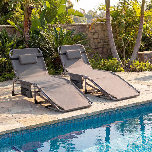 Tanning Chair with Face Arm Holes Portable Sunbathing Chair-Gray