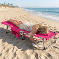 Tanning Chair with Face Arm Holes Portable Sunbathing Chair-Pink