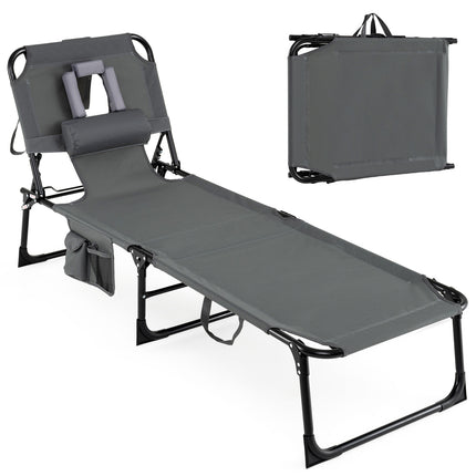 Tanning Chair with Face Arm Holes Folding Chair-Gray