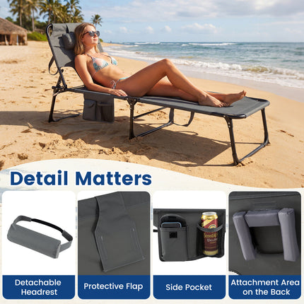 Tanning Chair with Face Arm Holes Folding Chair-Gray