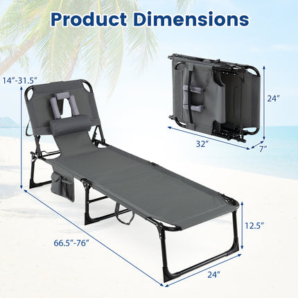 Tanning Chair with Face Arm Holes Folding Chair-Gray