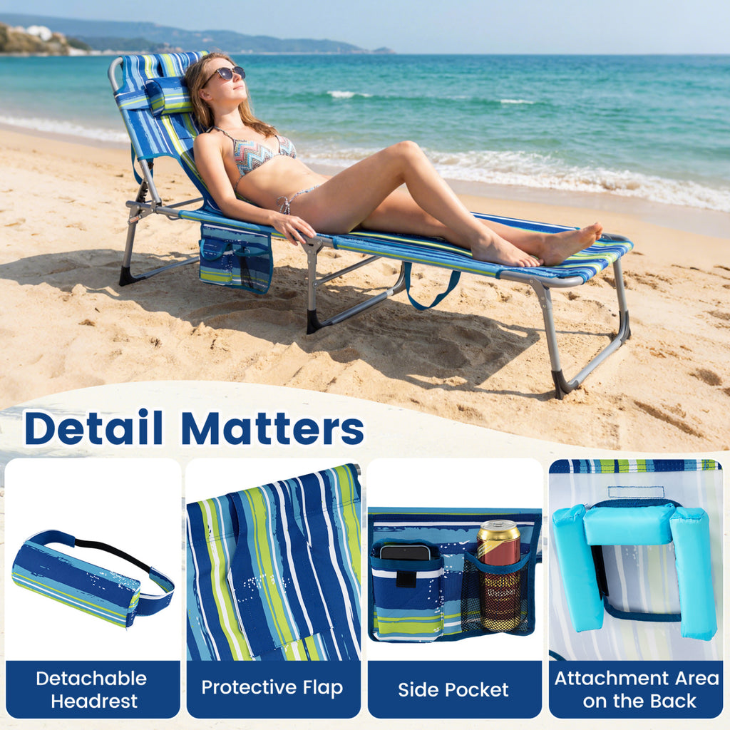 Chaise longue avec trous pour les bras et le visage, chaise pliante multicolore