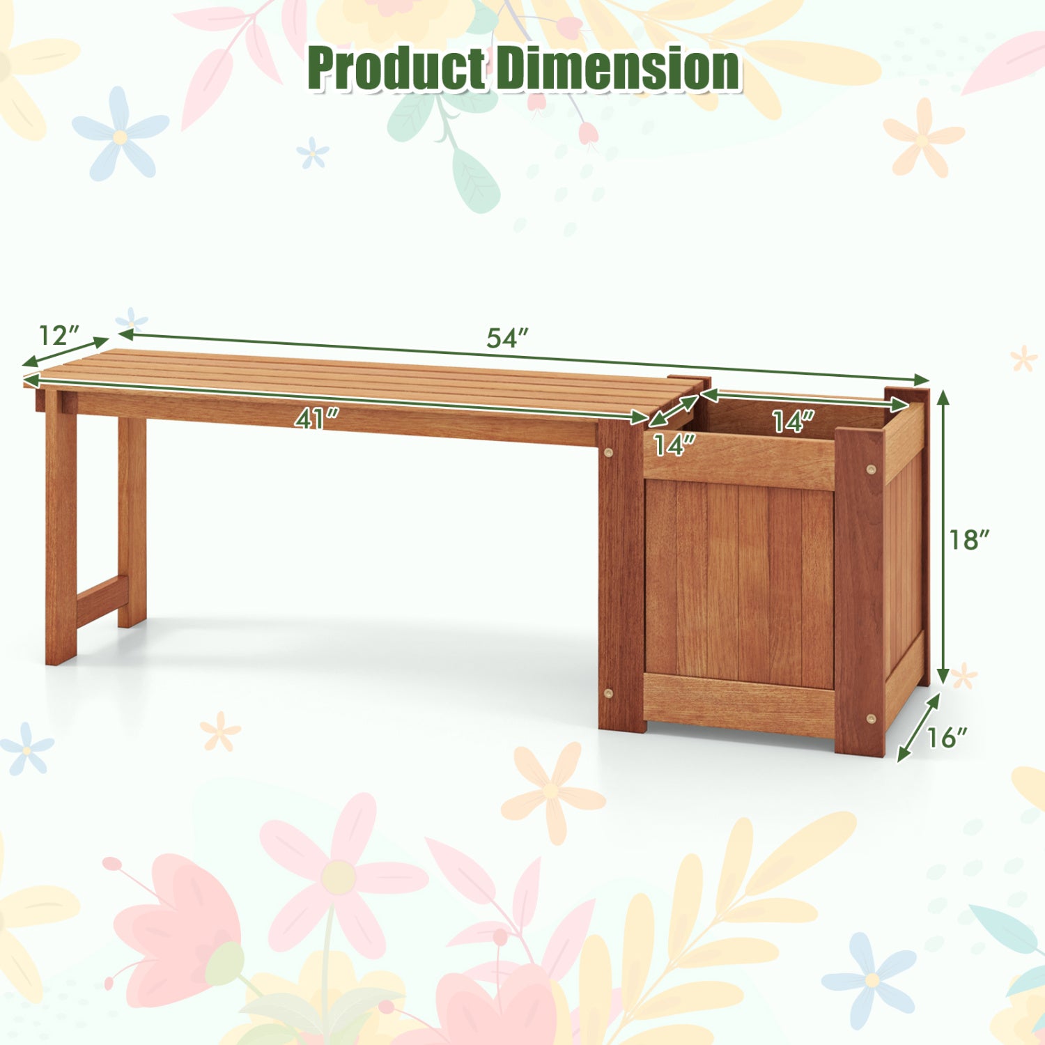 Jardinière surélevée en bois de teck avec banc intégré