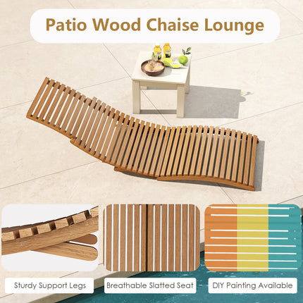 Teak Wood Patio Folding Chaise Lounge Chair with Slatted Seat-1