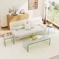 Tempered Glass Coffee Table Set of 3 with 1 Clear Coffee Table and 2 End Tables