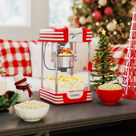 Machine à pop-corn de comptoir de style cinéma avec bouilloire en acier inoxydable - Rouge