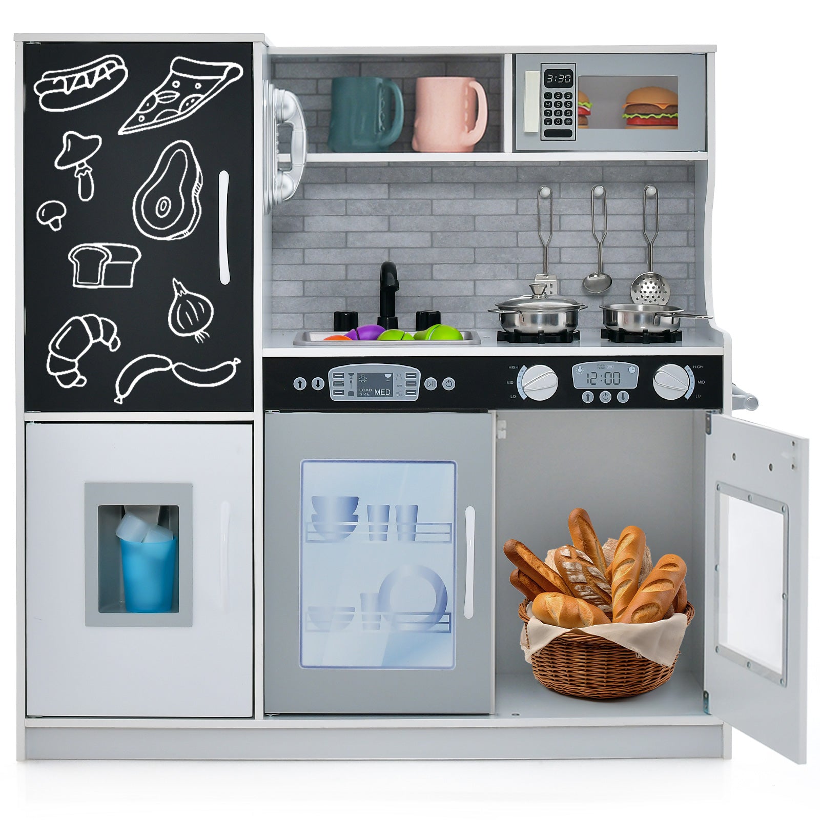 Toddler Pretend Play Kitchen for Boys and Girls 3-6 Years Old-White