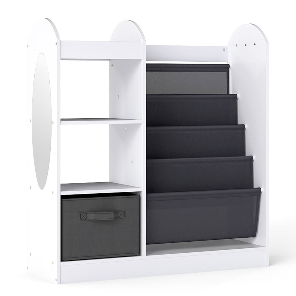 Toy Storage Organizer with 4-Tier Sling Shelves-White