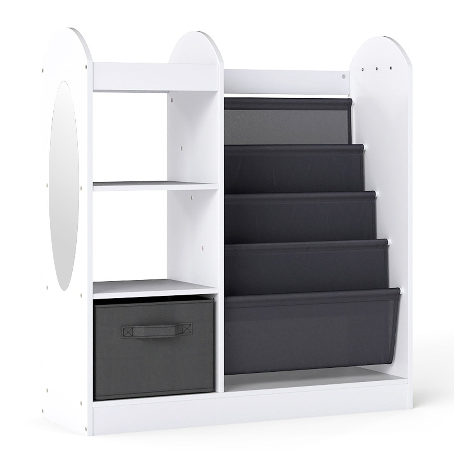 Toy Storage Organizer with 4-Tier Sling Shelves-White