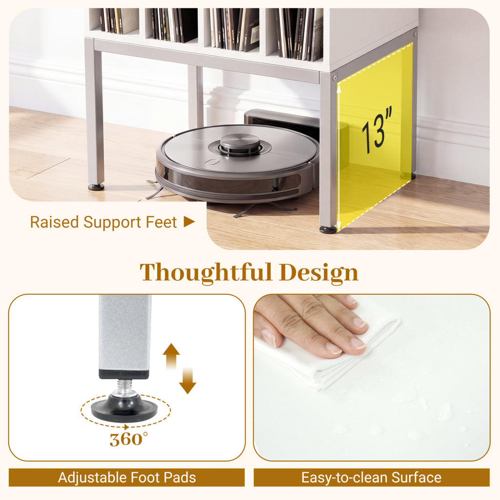 Turntable Record Player Stand with Power Outlets-White
