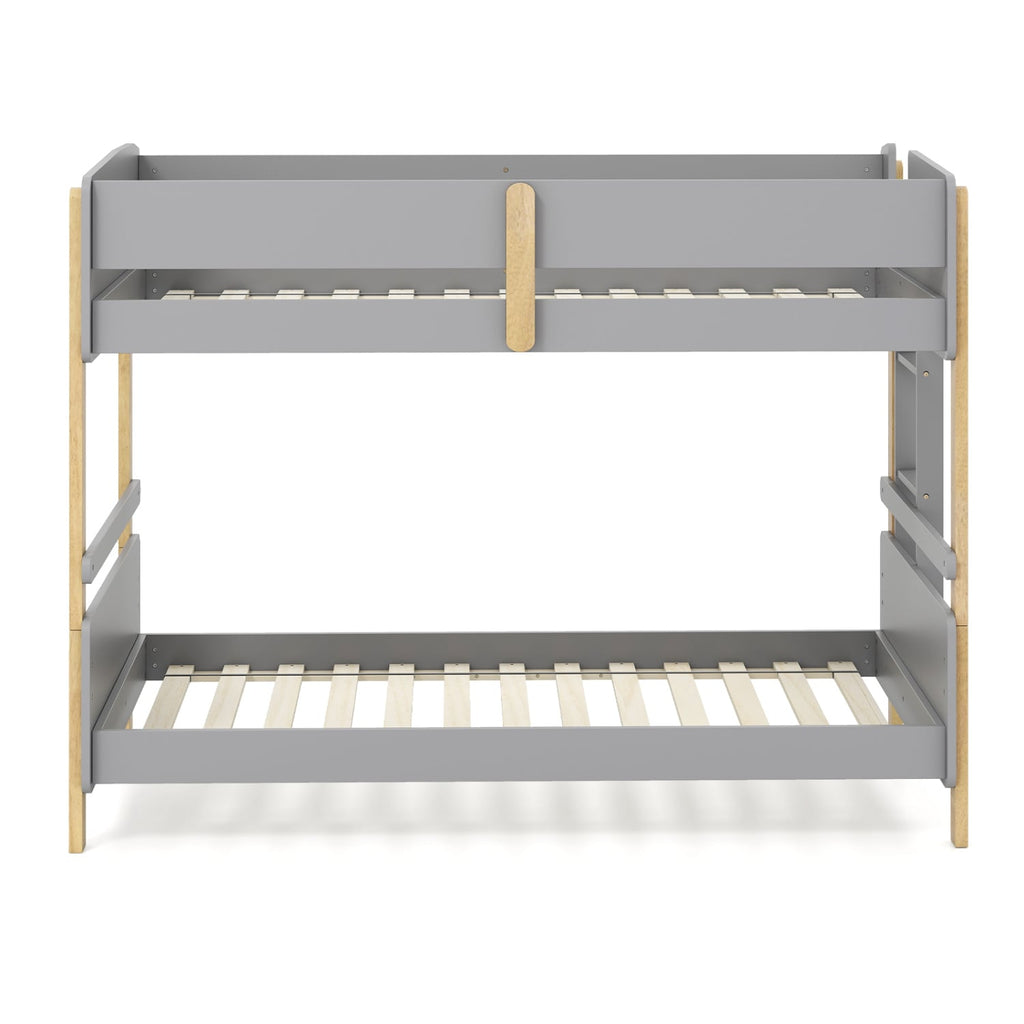 Twin Over Twin Bunk Bed with Ladder Convertible to 2 Twin Beds Toddler Wood Bunk Bed-Grey