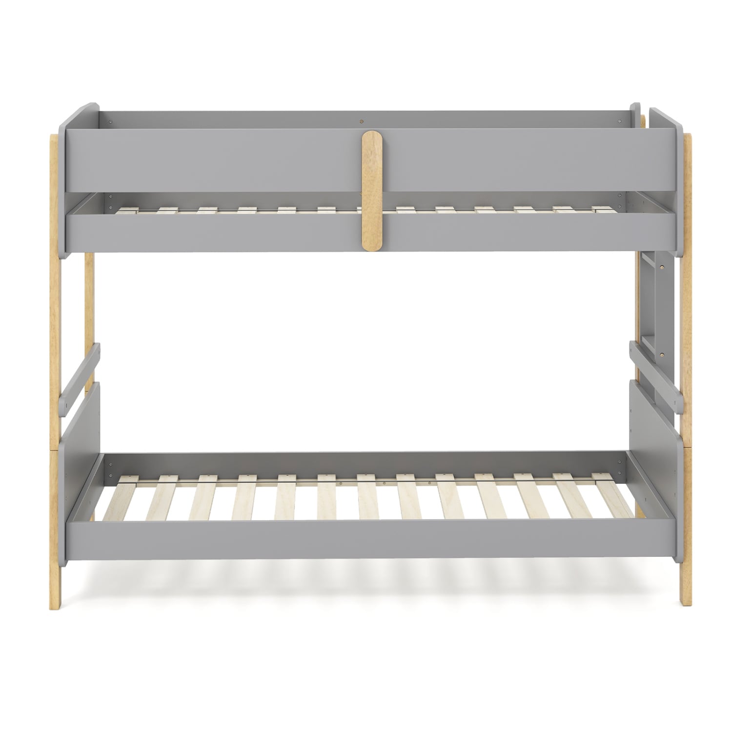 Twin Over Twin Bunk Bed with Ladder Convertible to 2 Twin Beds Toddler Wood Bunk Bed-Grey