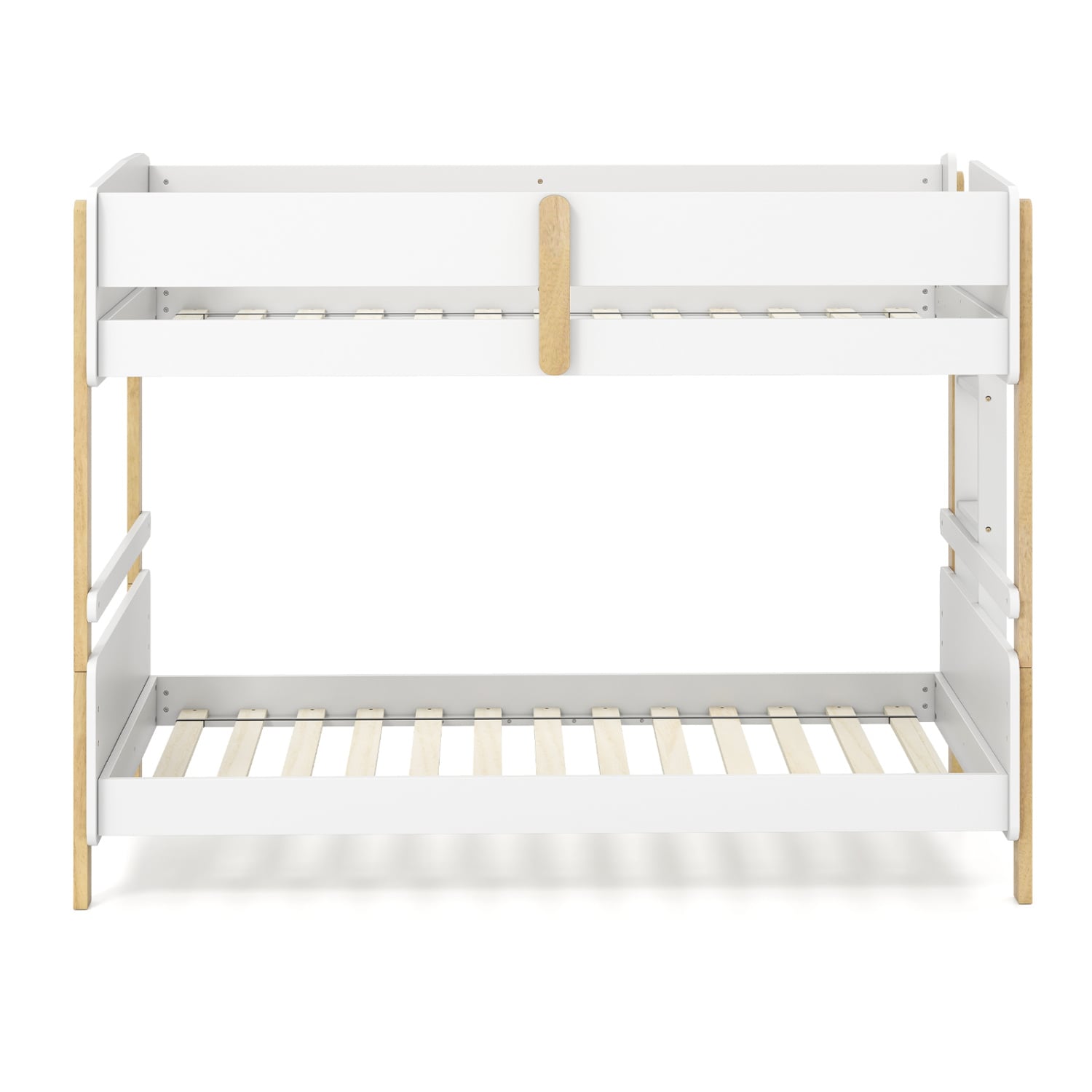 Twin Over Twin Bunk Bed with Ladder Convertible to 2 Twin Beds Toddler Wood Bunk Bed-White