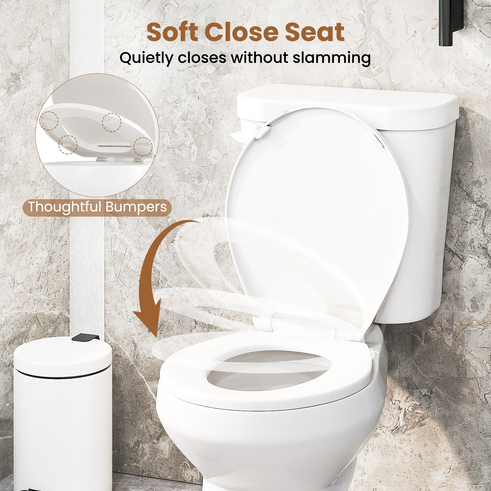 Two-Piece Round Toilet with 17.5 inch ADA Comfort Chair Height Seat
