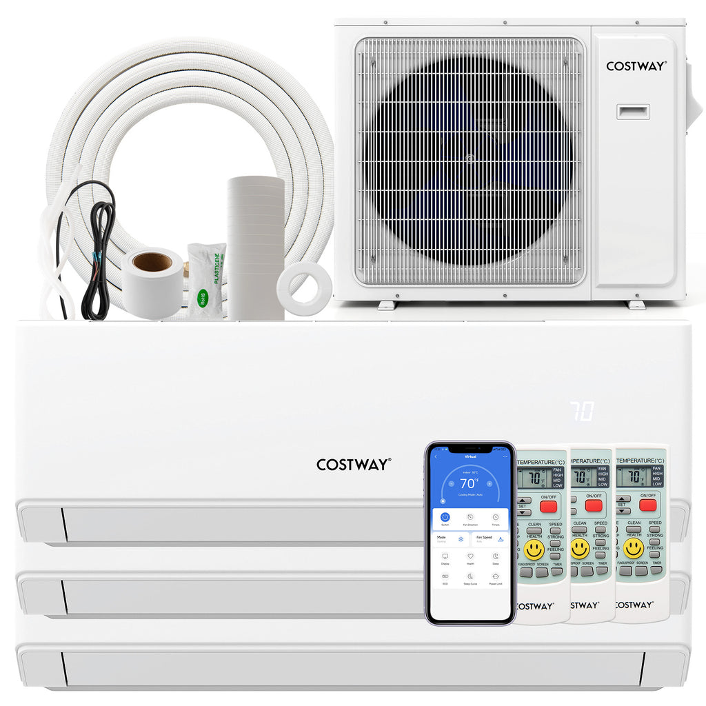 UltrEco Series 36000 BTU 3 Zone 23 SEER2 Mini Split Air Conditioner Wifi Enabled with Heat Pump-7K + 9K + 24K