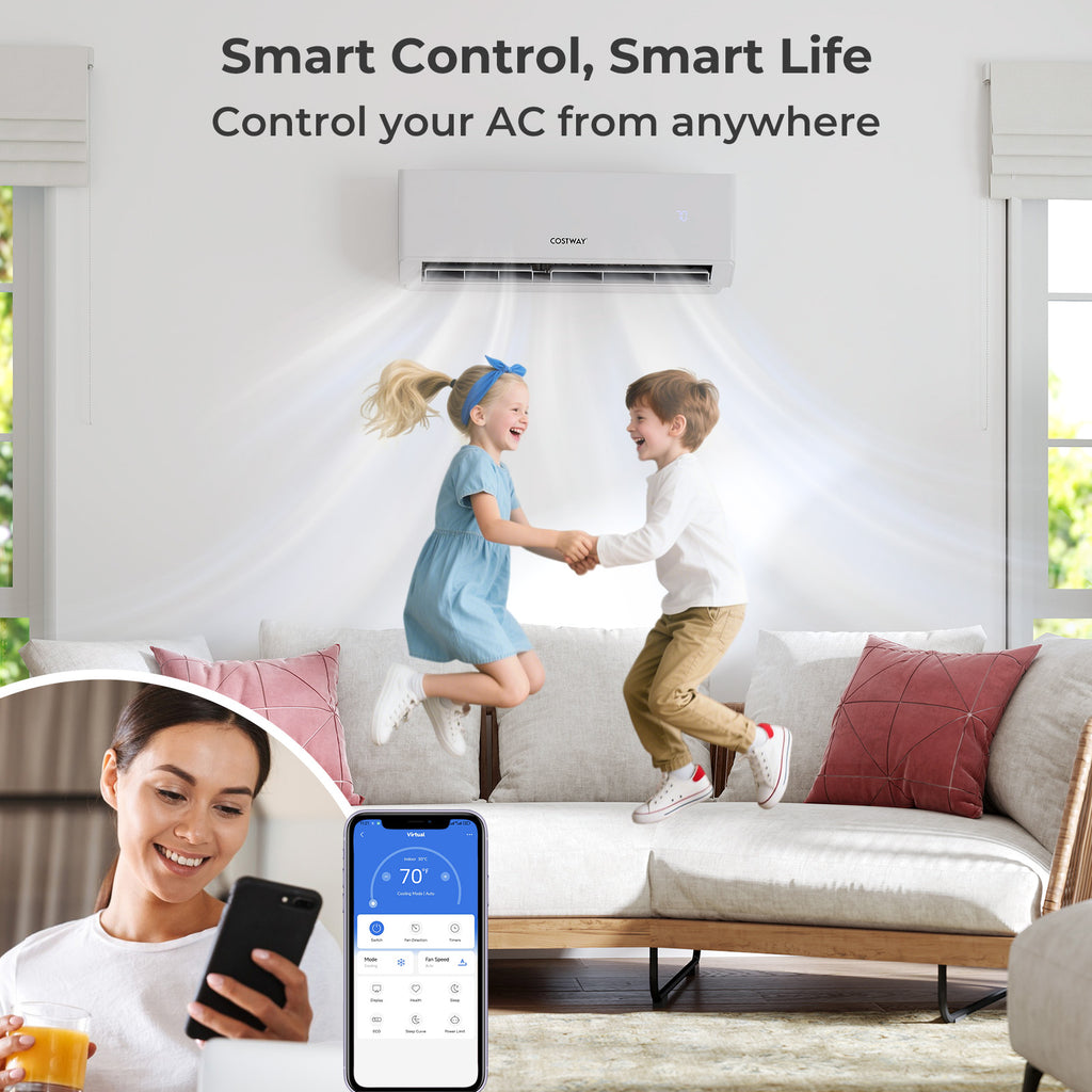 UltrEco Series 36000 BTU 3 Zone 23 SEER2 Mini Split Air Conditioner Wifi Enabled with Heat Pump-7K + 9K + 24K