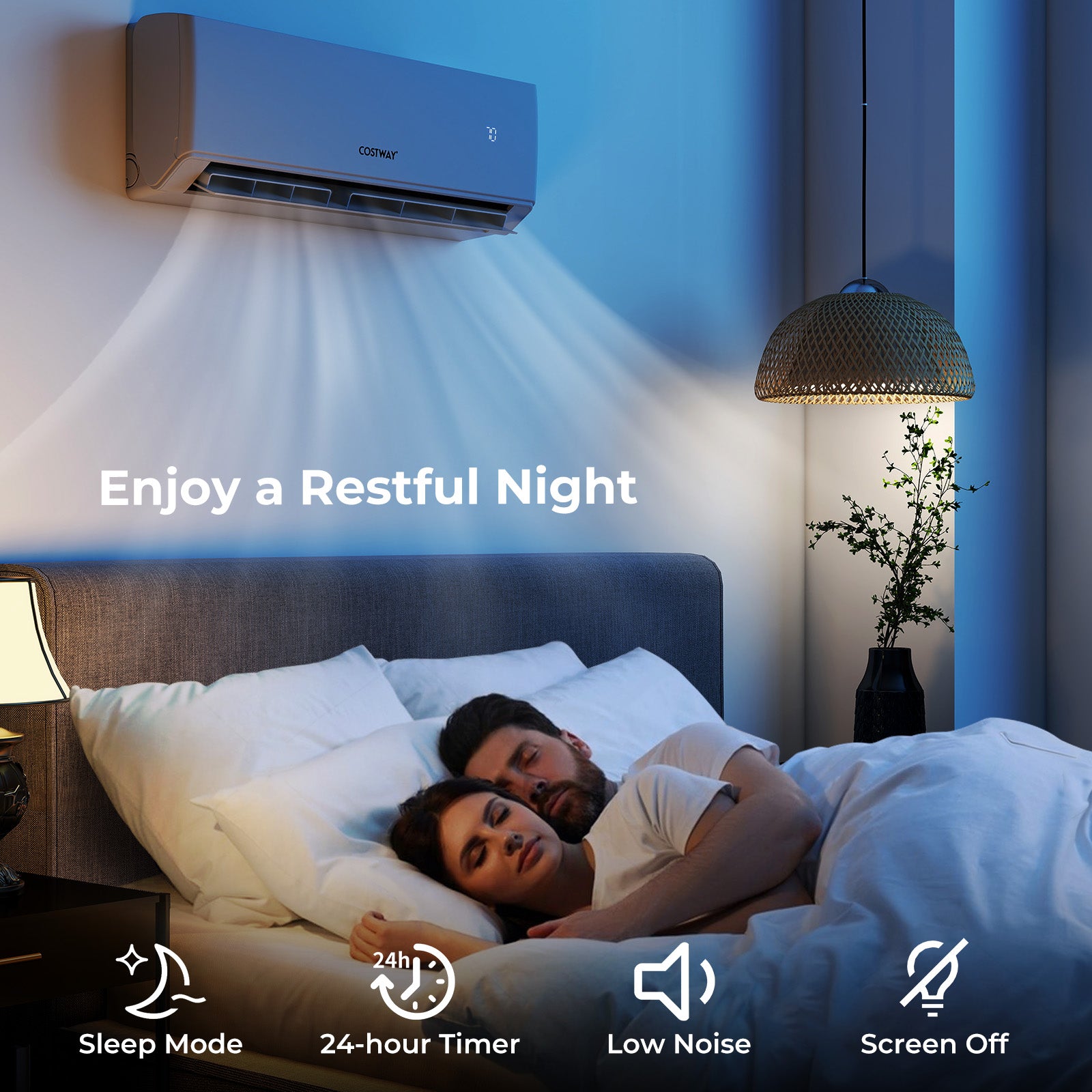 UltrEco Series 36000 BTU 3 Zone 23 SEER2 Mini Split Air Conditioner Wifi Enabled with Heat Pump-7K + 9K + 24K