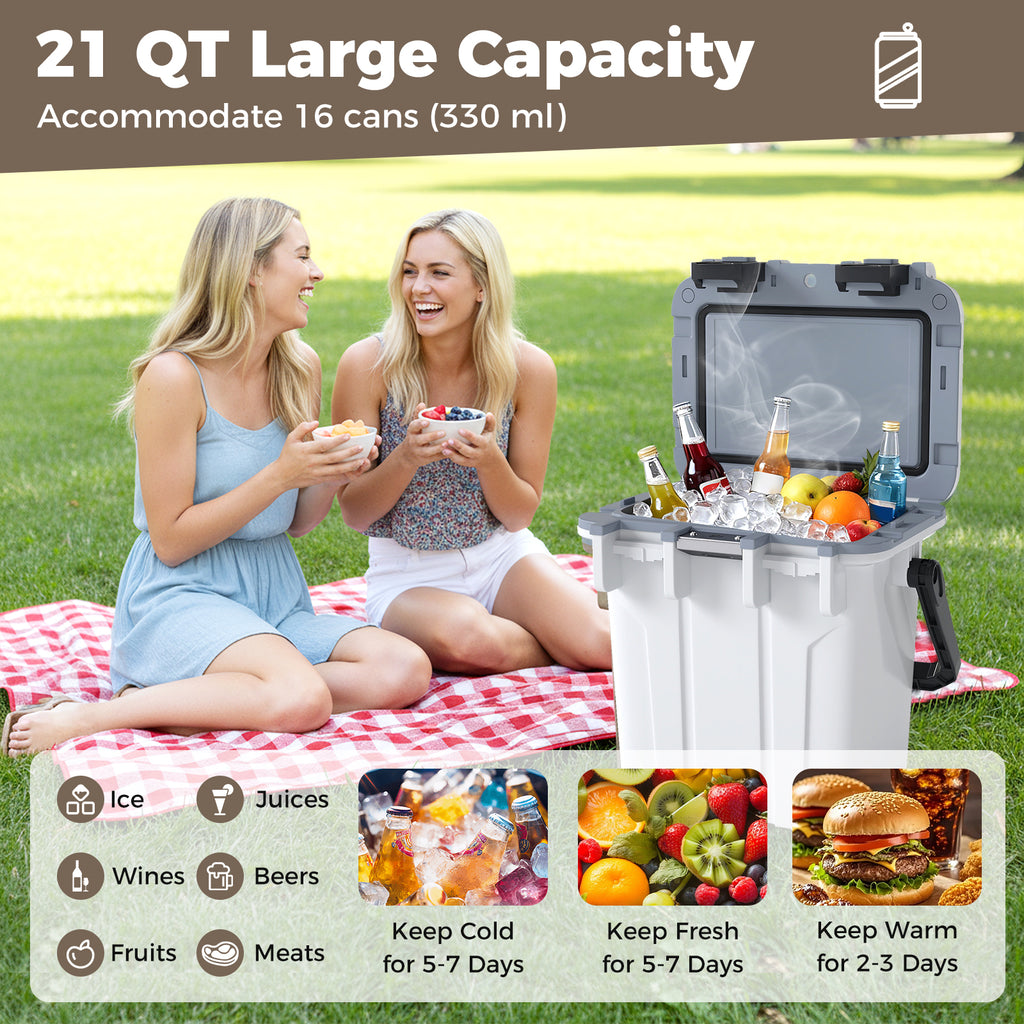Glacière rigide ultra-légère moulée par injection 21 QT - Blanc