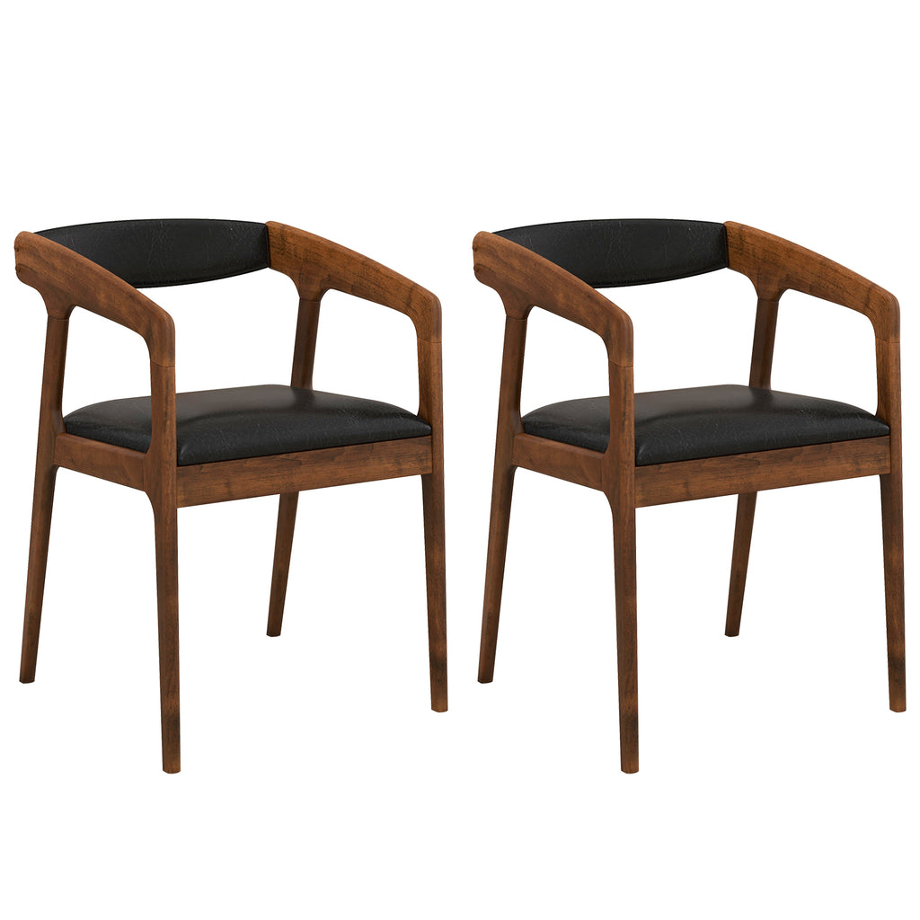 Upholstered Armchairs Set of 2 with Cozy Backrest and Padded Seat Cushion-Brown