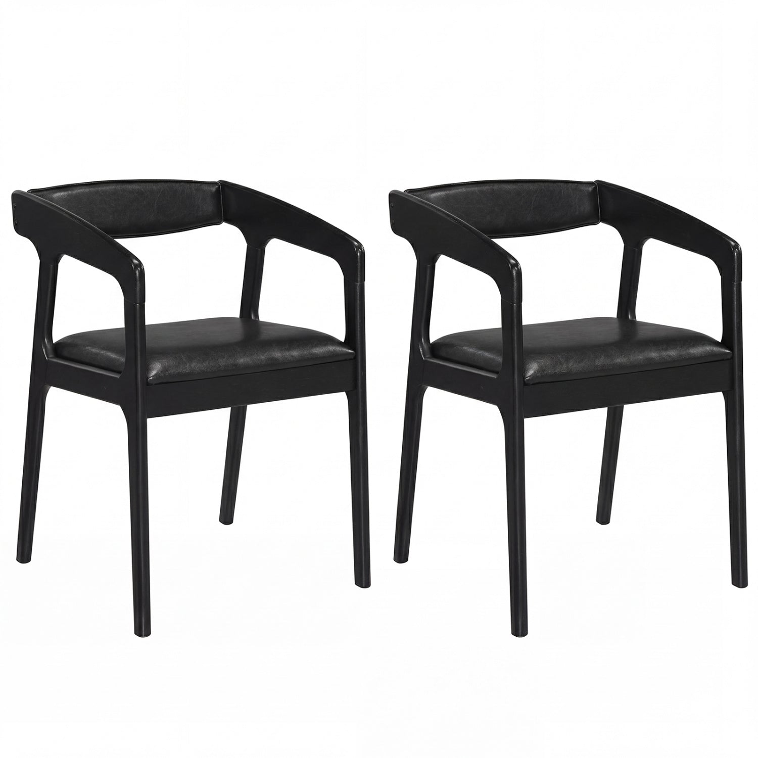 Upholstered Armchairs Set of 2 with Cozy Backrest and Padded Seat Cushion-Black