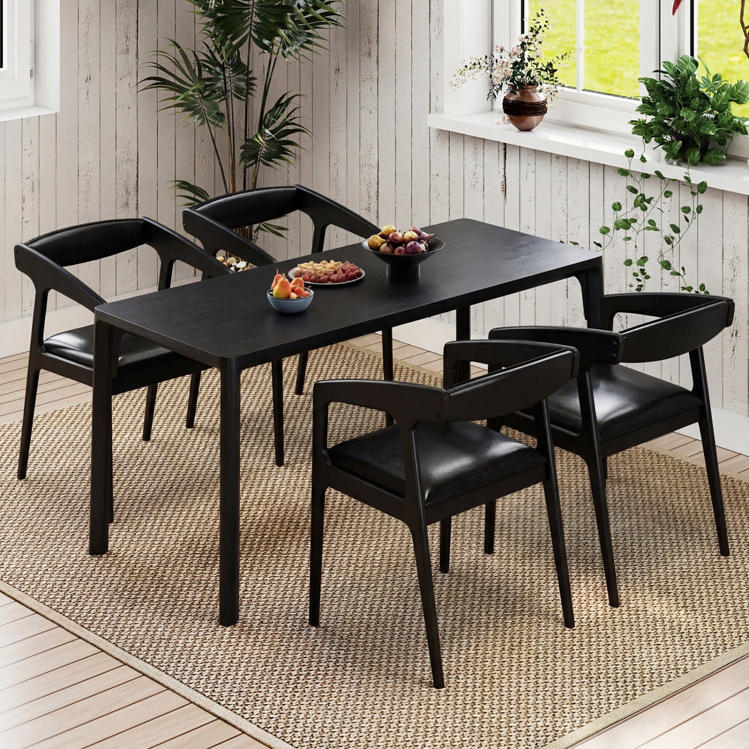 Upholstered Armchairs Set of 2 with Cozy Backrest and Padded Seat Cushion-Black