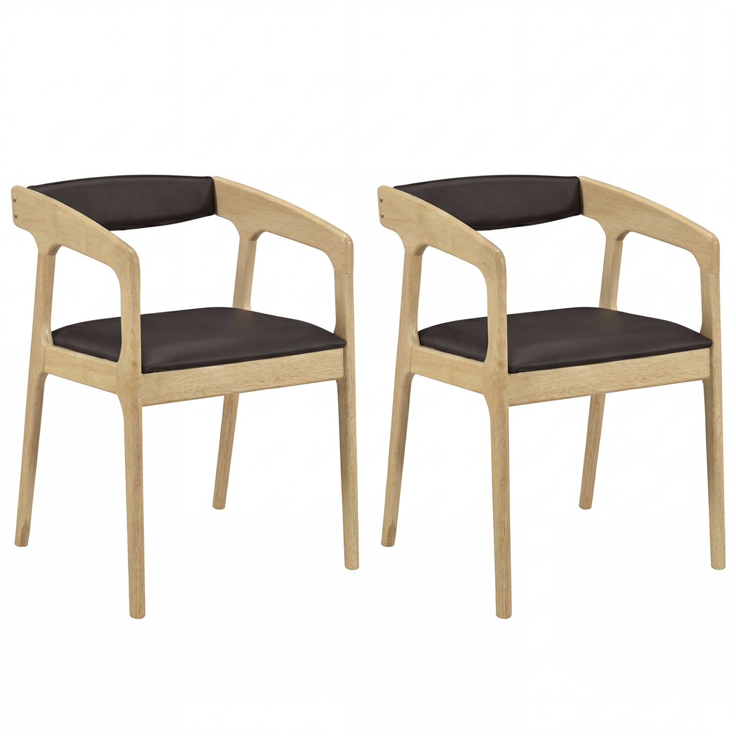 Upholstered Armchairs Set of 2 with Cozy Backrest and Padded Seat Cushion-Natural