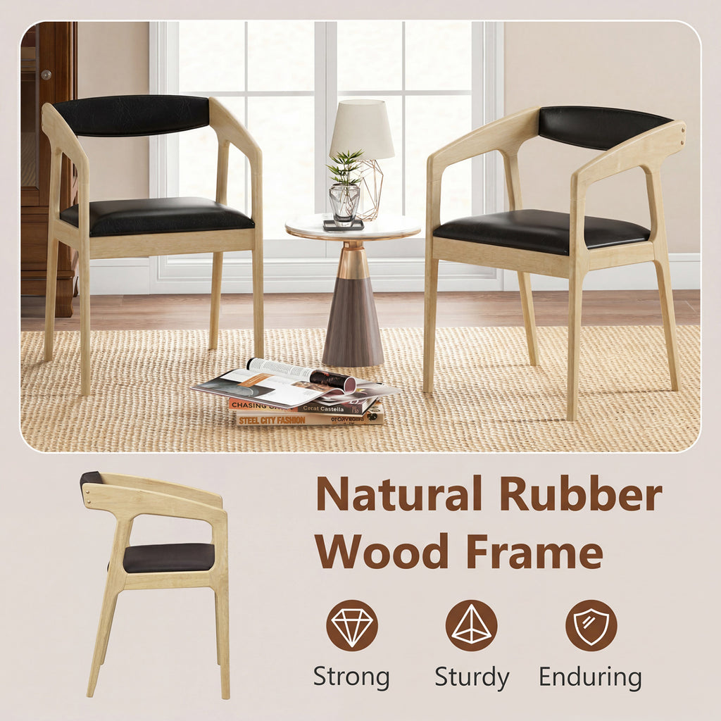 Upholstered Armchairs Set of 2 with Cozy Backrest and Padded Seat Cushion-Natural