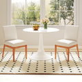 Upholstered Dining Chairs Set of 2 Kitchen Armless Side Chairs with Rubber Wood Legs-Beige
