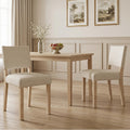 Upholstered Dining Chairs with Solid Rubber Wood Legs Set of 2-Beige