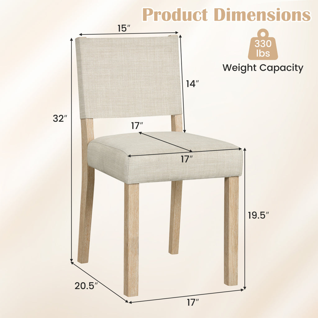 Upholstered Dining Chairs with Solid Rubber Wood Legs Set of 4-Beige