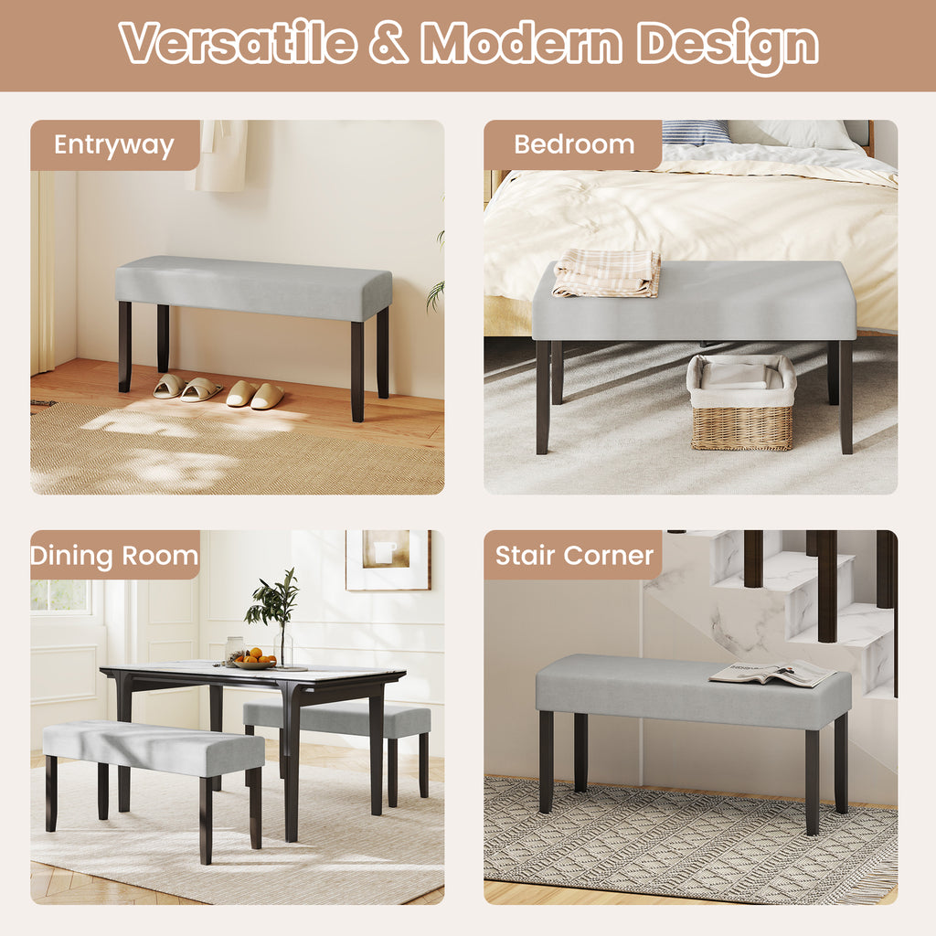 Upholstered Entryway Bench for End of Bed with Padded Seat-Gray
