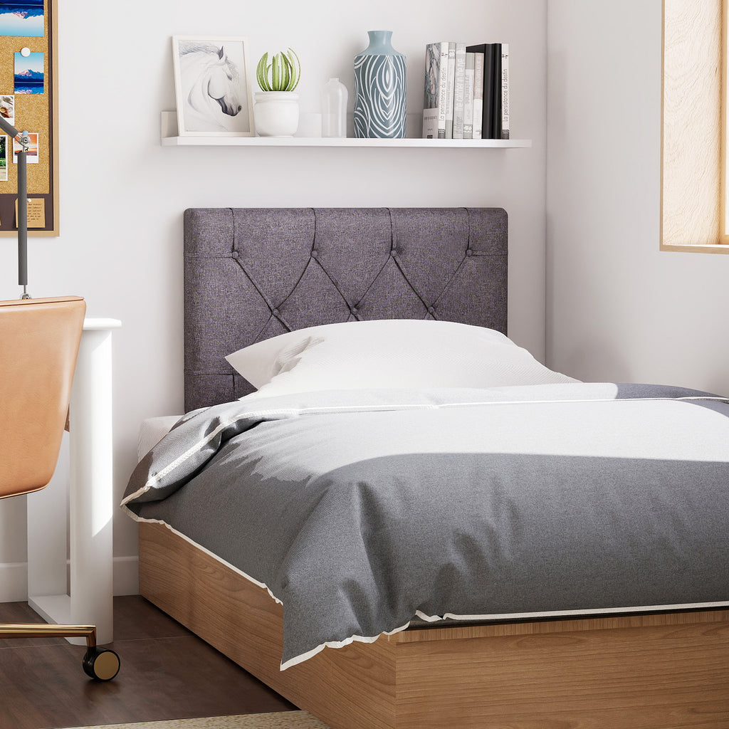 Upholstered Headboard for Twin Size Bed with Fabric Upholstery-Gray