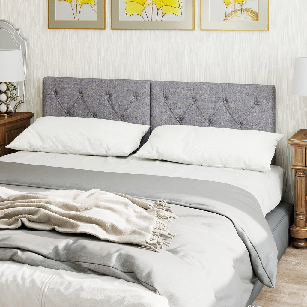 Upholstered Headboard for Twin Size Bed with Fabric Upholstery-Gray
