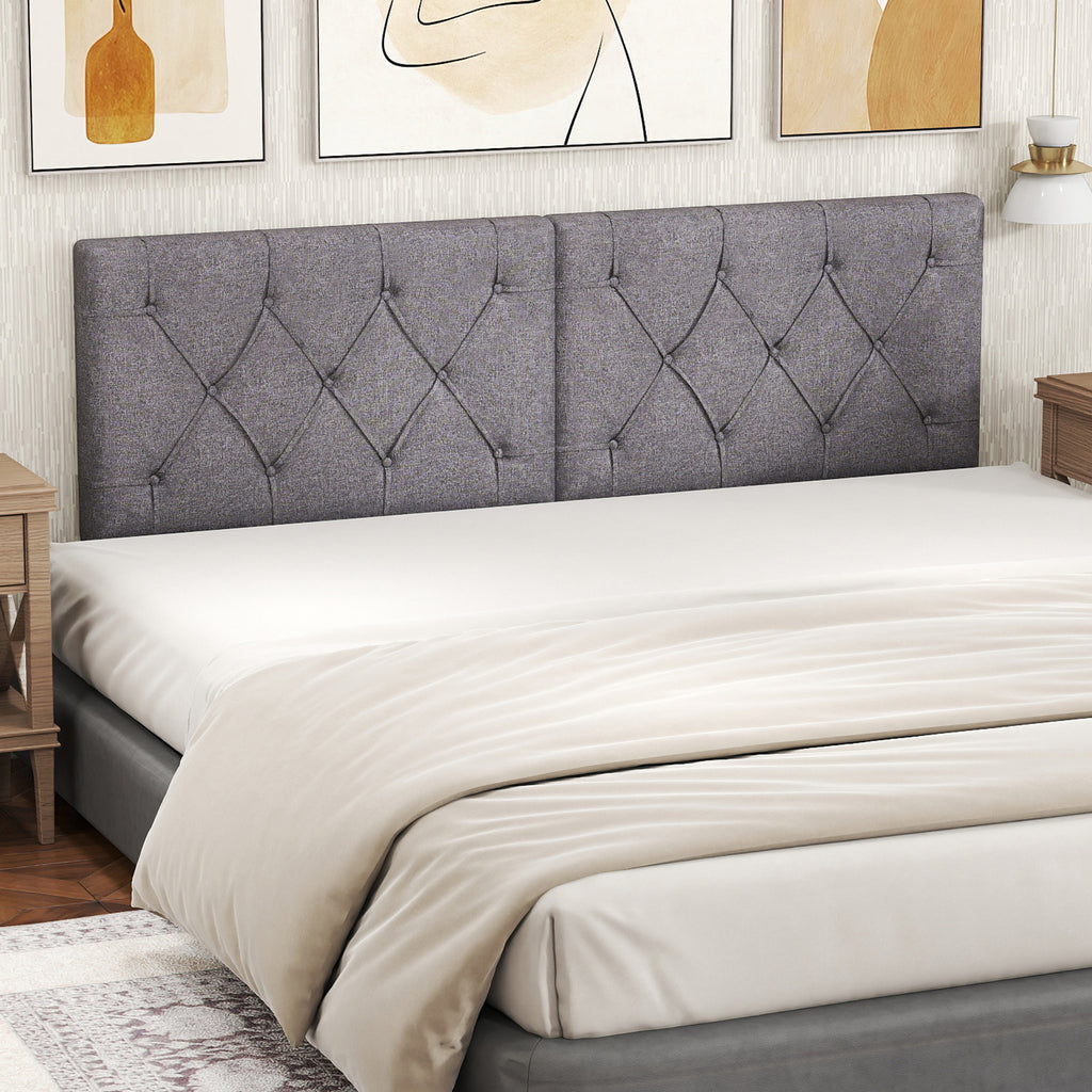 Upholstered Headboard for Twin Size Bed with Fabric Upholstery-Gray
