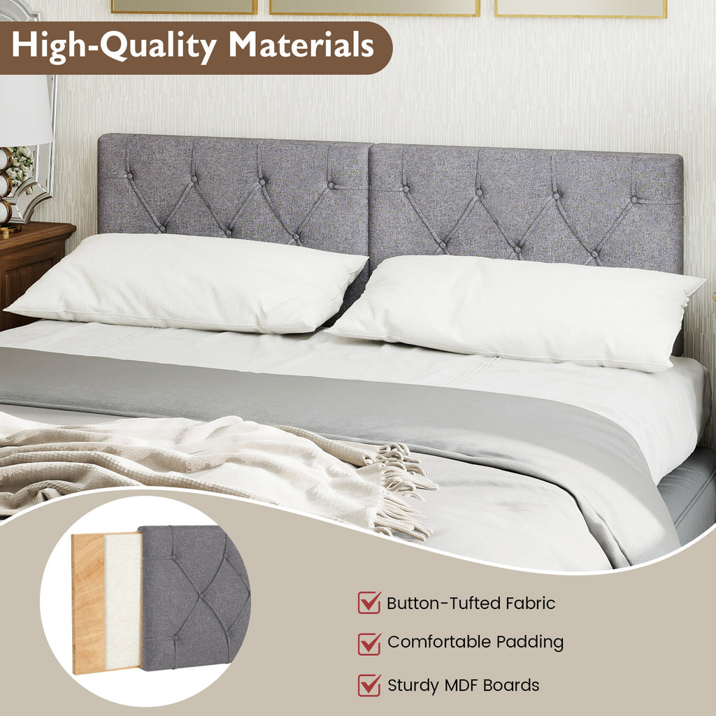 Upholstered Headboard for Twin Size Bed with Fabric Upholstery-Gray