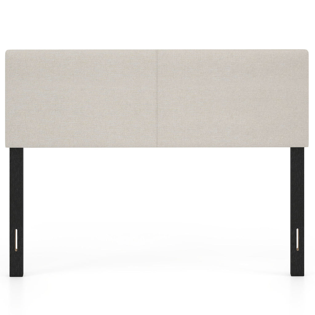 Upholstered Headboard Queen/Full Size Vertical Quilted Linen Fabric Bed Frame Mount Panel-Beige