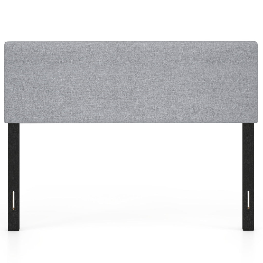 Upholstered Headboard Queen/Full Size Vertical Quilted Linen Fabric Bed Frame Mount Panel-Gray